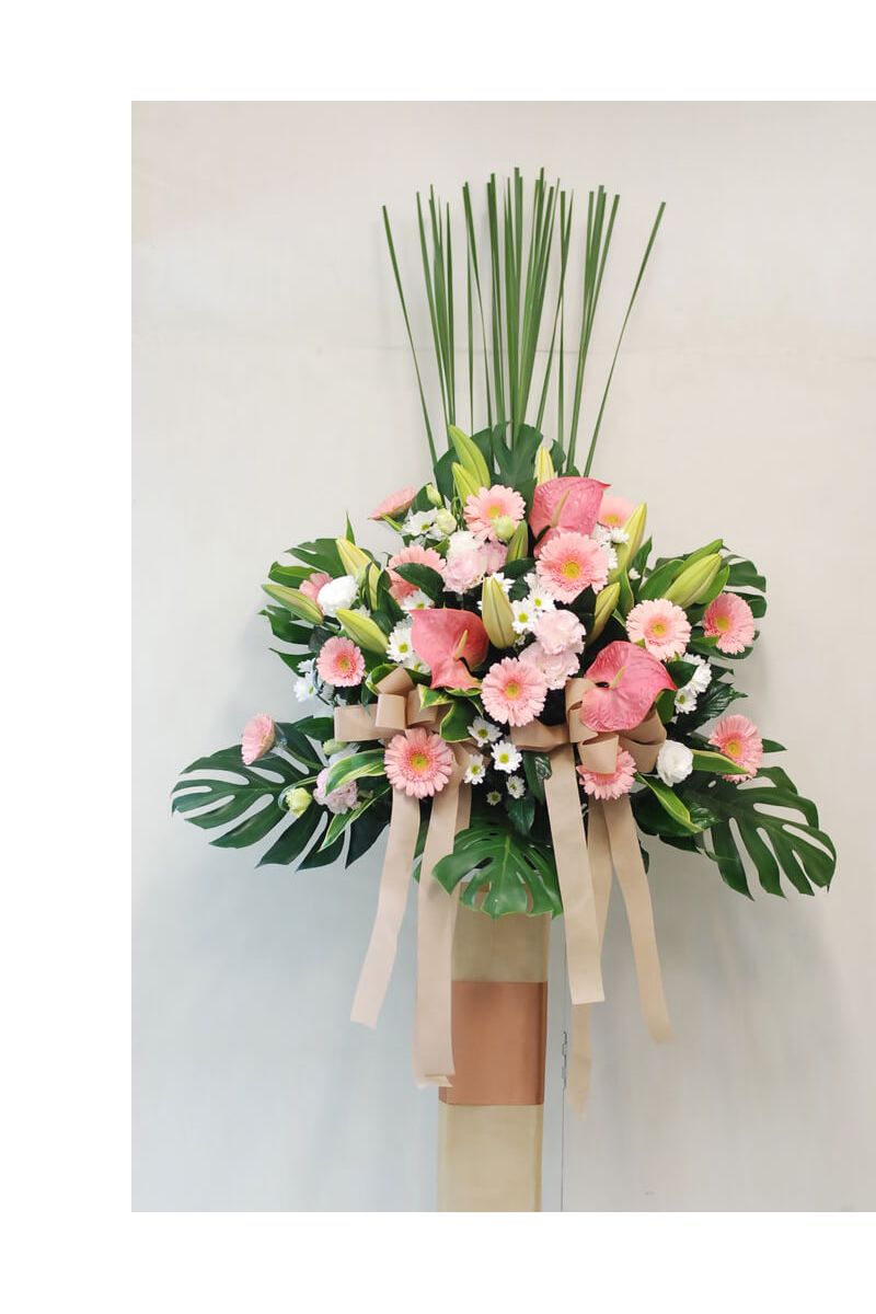 百合太陽花優雅花籃-標準籃